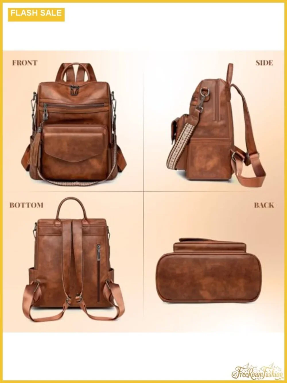 PU Leather Convertible Backpack Purse for Women, 3 Ways to Wear